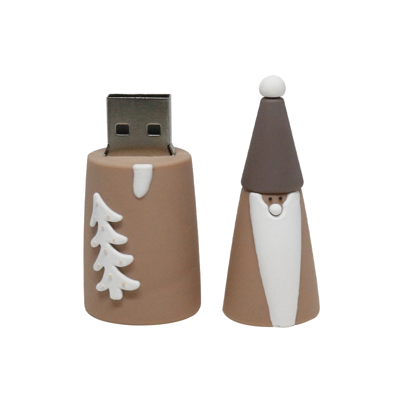 Presentes promocionais de Natal Cartoon Santa Claus Unidade Flash USB PVC Unidade USB USB