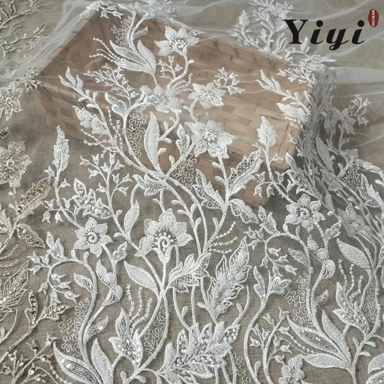 Factory OEM/ODM Wholesale/Supplier 3D Beads/Pearls/Sequins Shiny Design Embroidery Lace Fabric