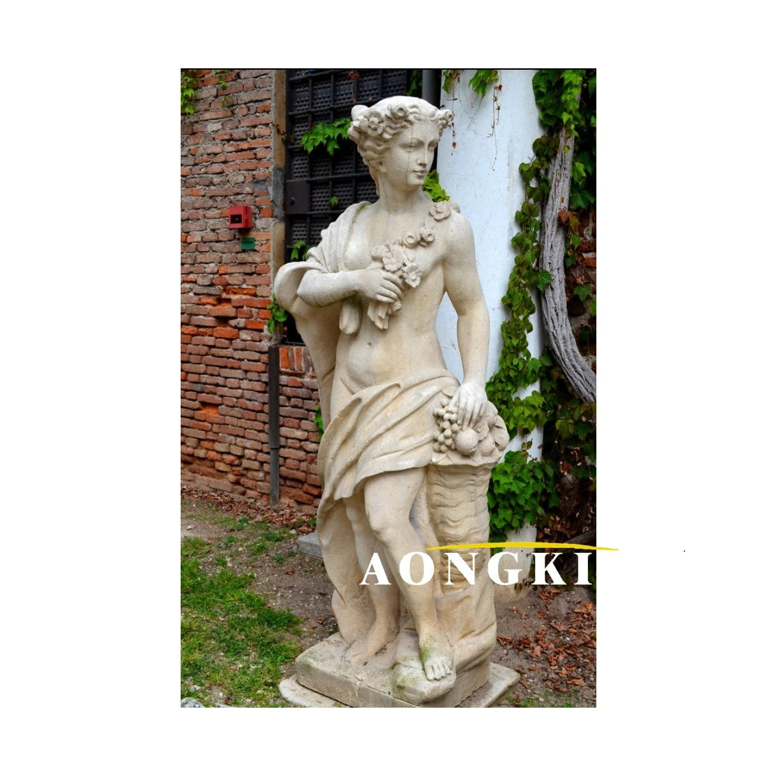 Mansion Courtyard Path Decoration Marble Female Grandeur Nature Statue