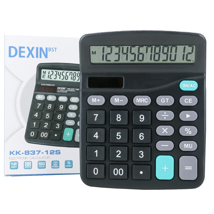 Calculadora do escritório de 12 dígitos calculadora de energia solar e de bateria dupla