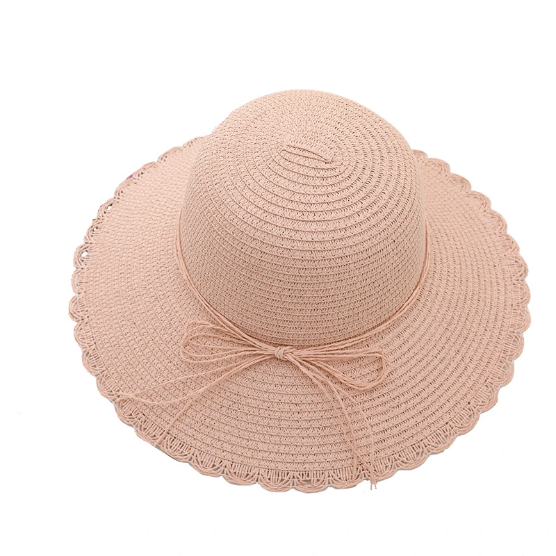 Zonxankorean Version of The Straw Hat Female Summer Bow Outdoor Sunscreen Beach Travel Sunhat
