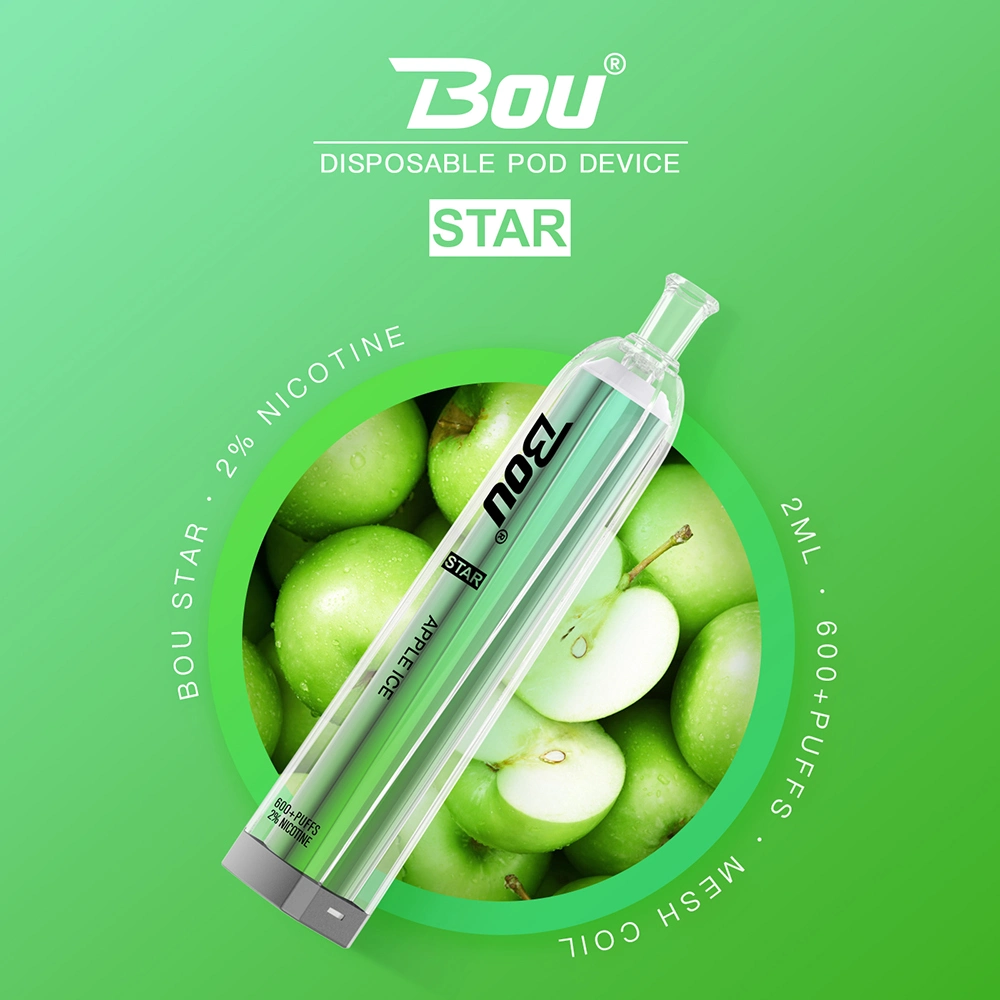 Bou Star 600 Puffs Tpd 20 Mg Nic Salt Lemon Kiwi Passion Flavor 500 mAh Battery Big Cloud Disposable/Chargeable Desechable Desechable Desechable Cigarro Vape