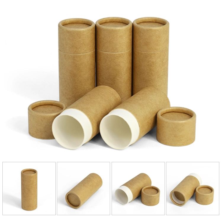 Firstsail Bio Cardboard Kraft Solid Perfume Stick Container Deodorant Cylinder Packaging Box Reusable Push up Lip Balm Paper Tube