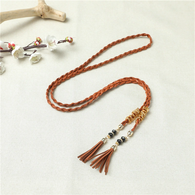 Retro Fashion Belt for Women Lady with Wax String and Glass Bugles, Resin Beads Bl-2010