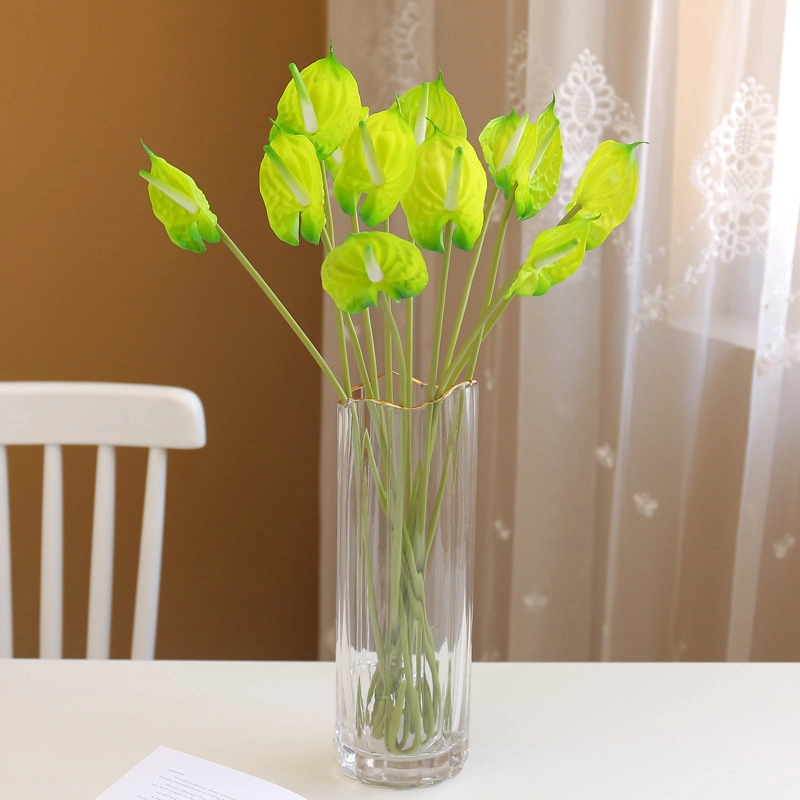 Anthurium Artificial Single Stem Flower PVC Real Touch Flower Artificial Arrangement for Desktop Decoration