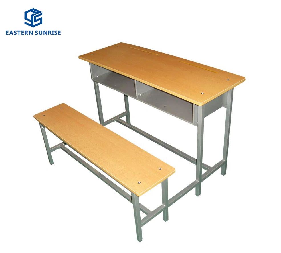 Muebles escolares Metal-Wooden estudiante doble mesa de estudio y la tabla