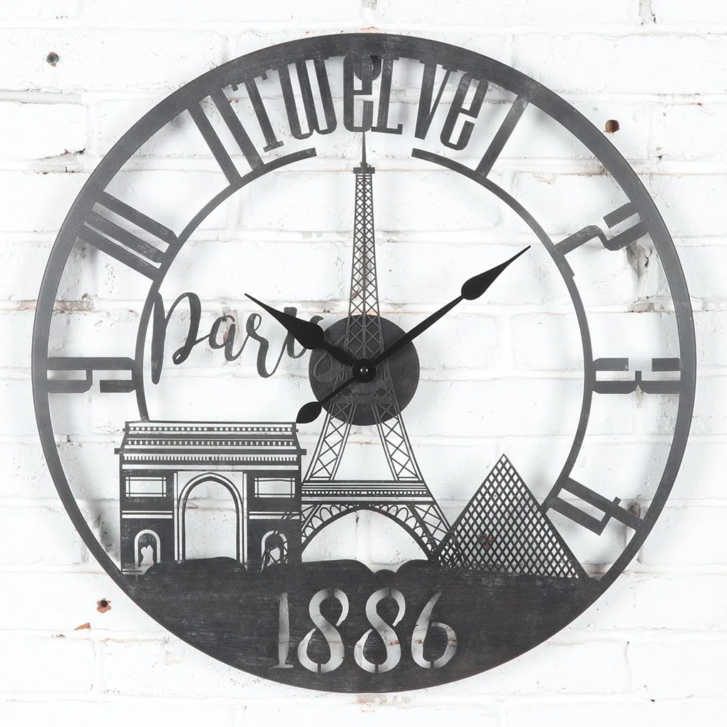 Metal Wall Clock with Scenery Spots Around The World for Home Decor, Creativity Iron Wall Clock