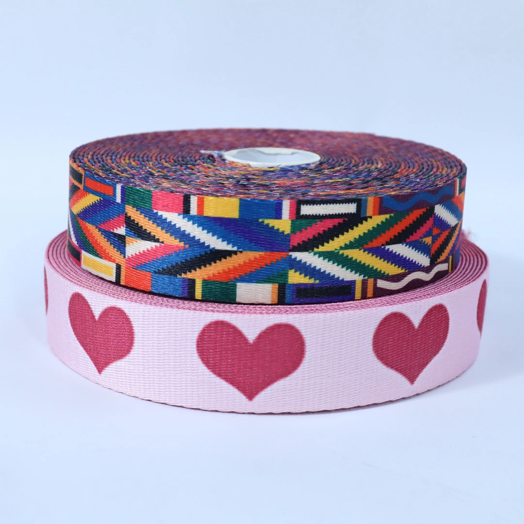 Customized Jacquard Pattern Woven Polyester Tape Heat Transfer Printing Webbing