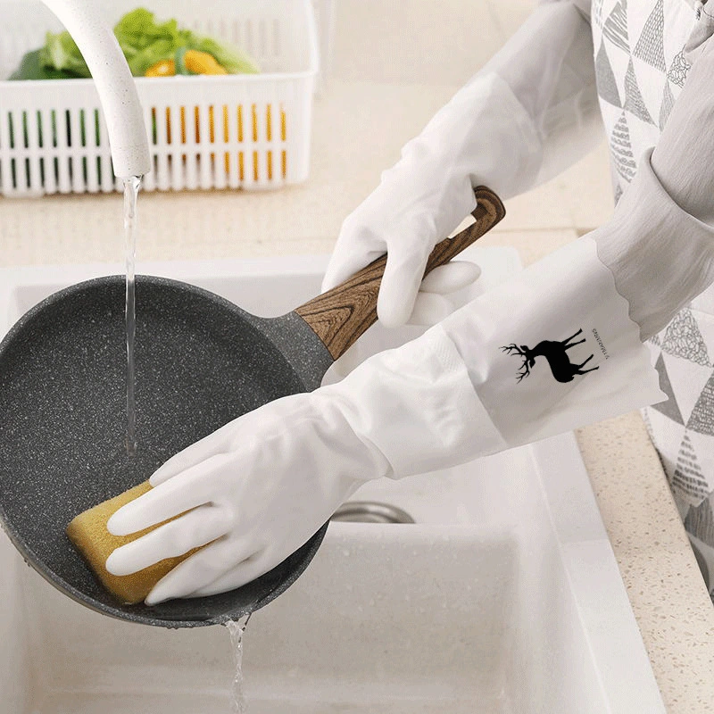 Housework Gloves Transparent White Laundry Waterproof Plastic Leather Household Cleaning Non-Slip Nitrile Durable Gloves