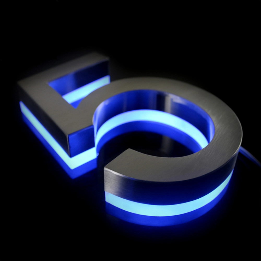 LED Backlit Metal Channel Letter Signs Stainless Steel House Number