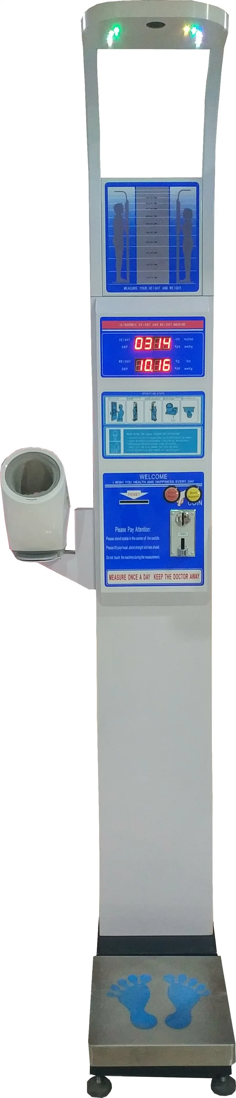 Digital Coin Operated Height Weight Blood Pressure and Heart Rate Measuring Machine