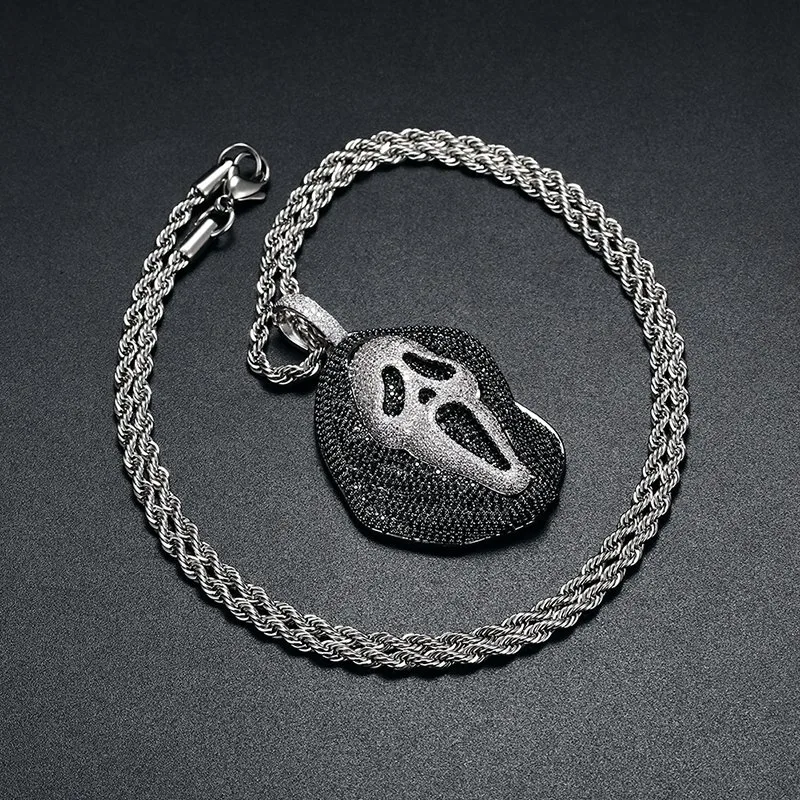 Wholesale/Supplier Iced out Hip Hop CZ Halloween Christmas Ghost Pendant Necklace Gold Plated Jewelry