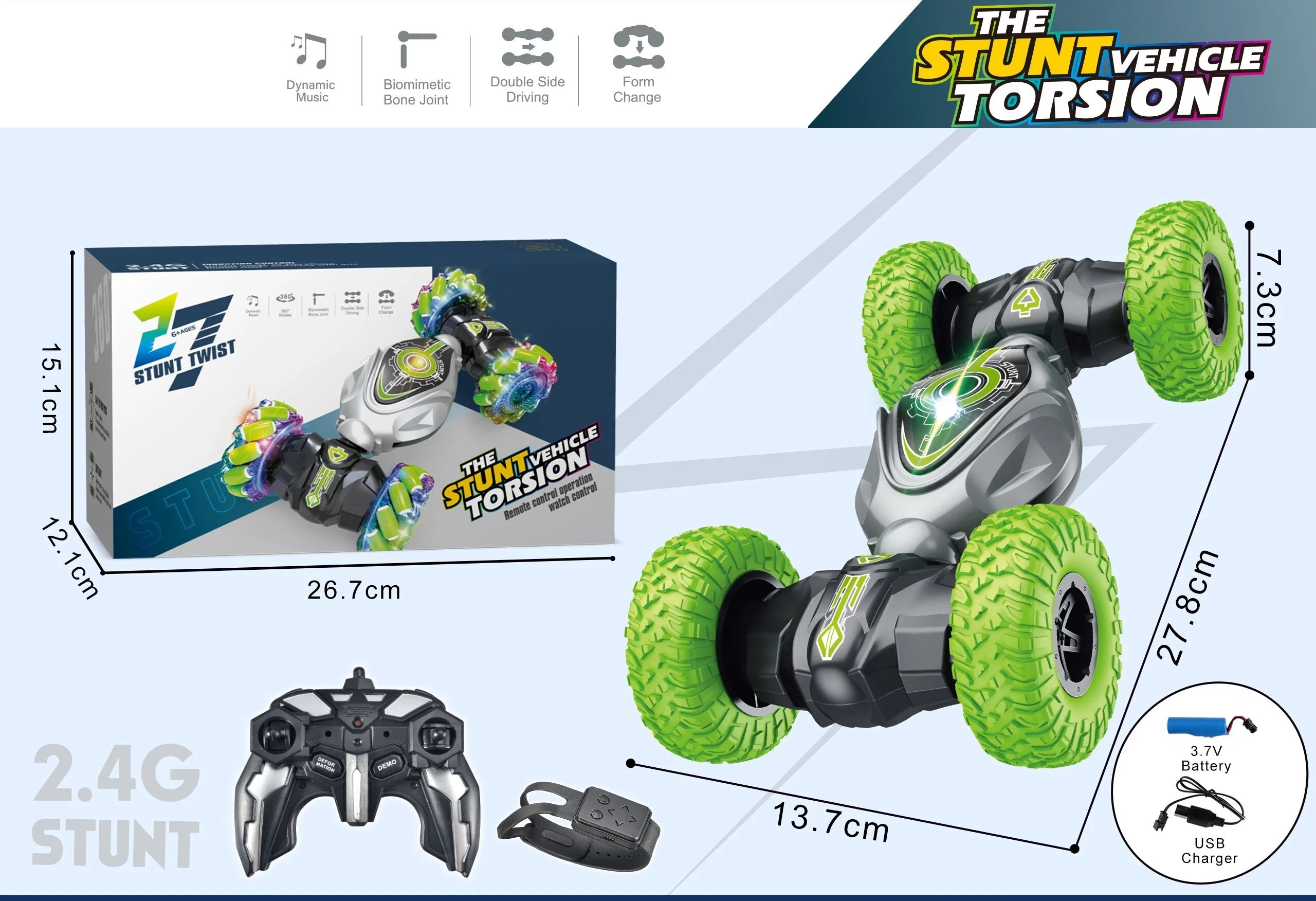 1: 10 360degree Stunt Rolling RC Car Toy Fernbedienung RC Twist Stunt Car Double Side Running Neueste Geste Hand Watch Control Toy Cars