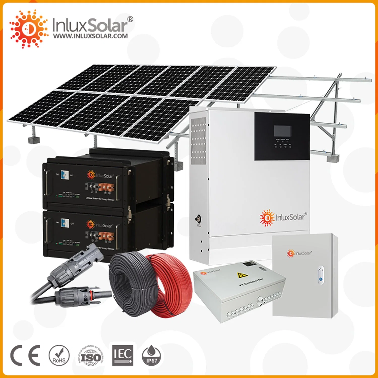 Teto agudo 230V 3KW 5 kw portátil híbrido a energia solar Sistema 8KW 10kw com bateria solar do Sistema Bancário