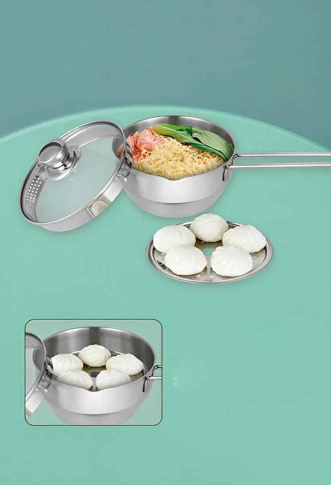 Agrandir à l'acier de la soupe de cuisson Two-Ear pot avec couvercle en verre 304 Casseroles