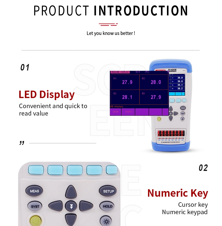 Temperature Meters Datalogger Testing Instrument with 8 Channels At4208