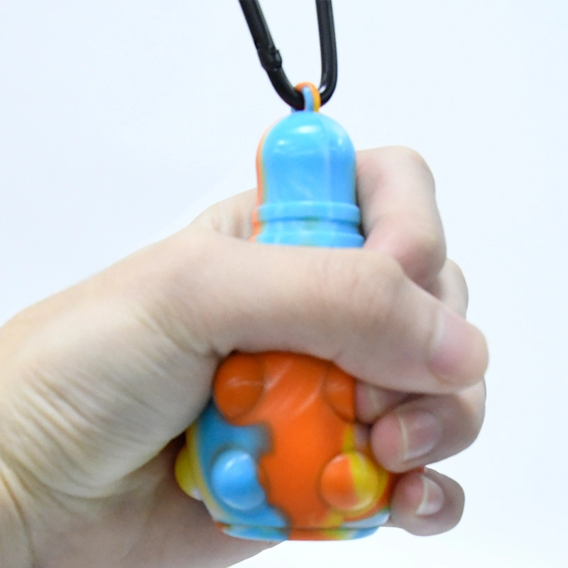 Silicone aperta bolas sensoriais Key Ring Rainbow Bubble AntiStress Fidget Anxiety Reliever Autismo Push pop Fidget Toy silicone Bowling Keychain