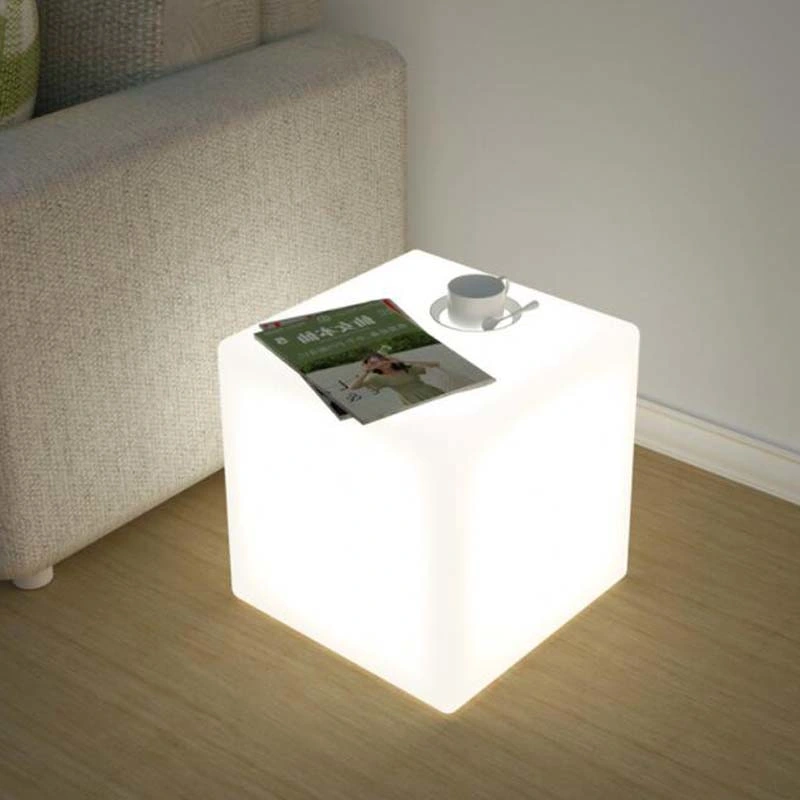 LED Plastic Outdoor Cube Chairs Modern Patio Table and Chairs Set