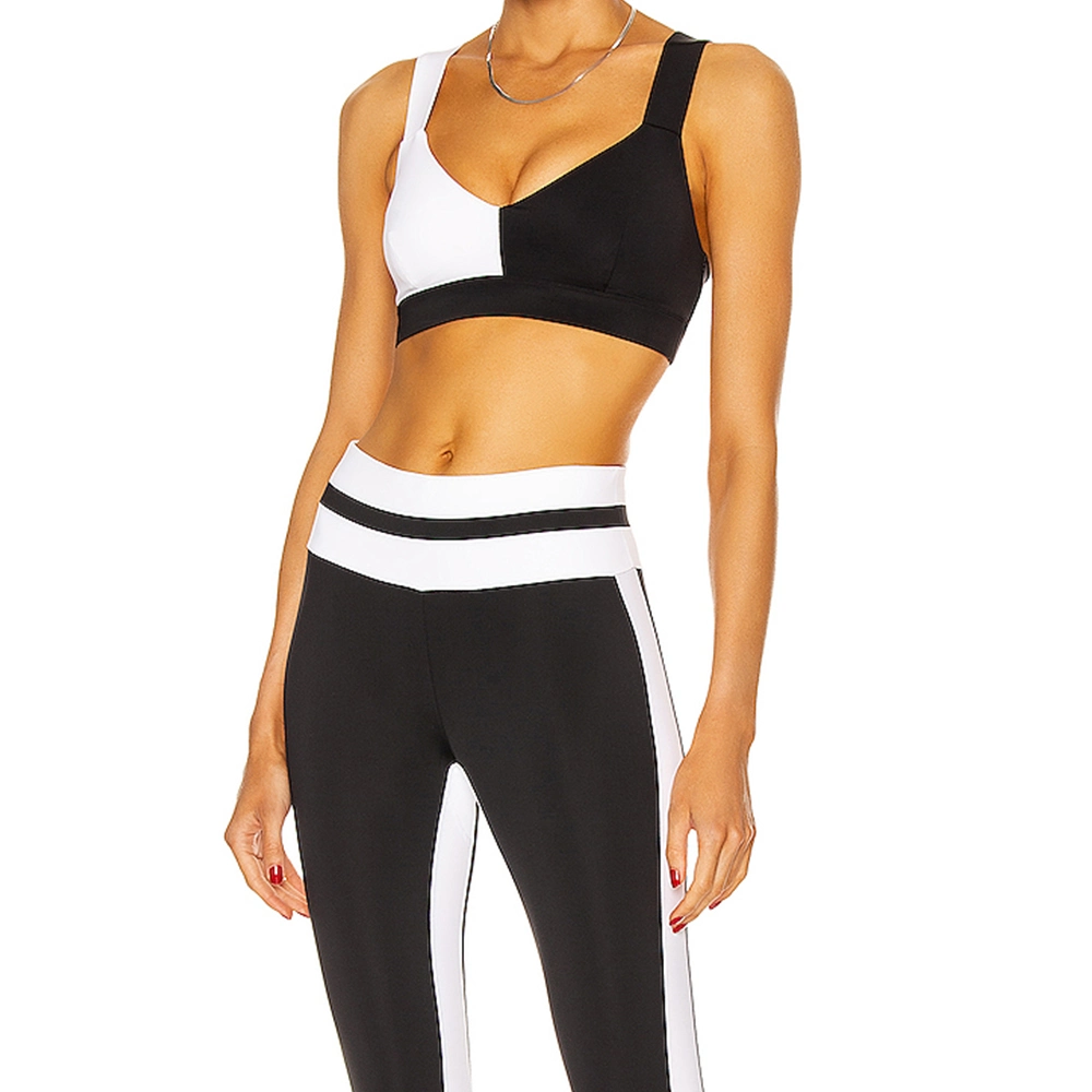 Soutien-gorge de yoga femmes à vêtements de sport, noir et blanc, couleur contrastée Vêtements d'exercice – hauts de yoga pour l'entraînement – hauts de yoga