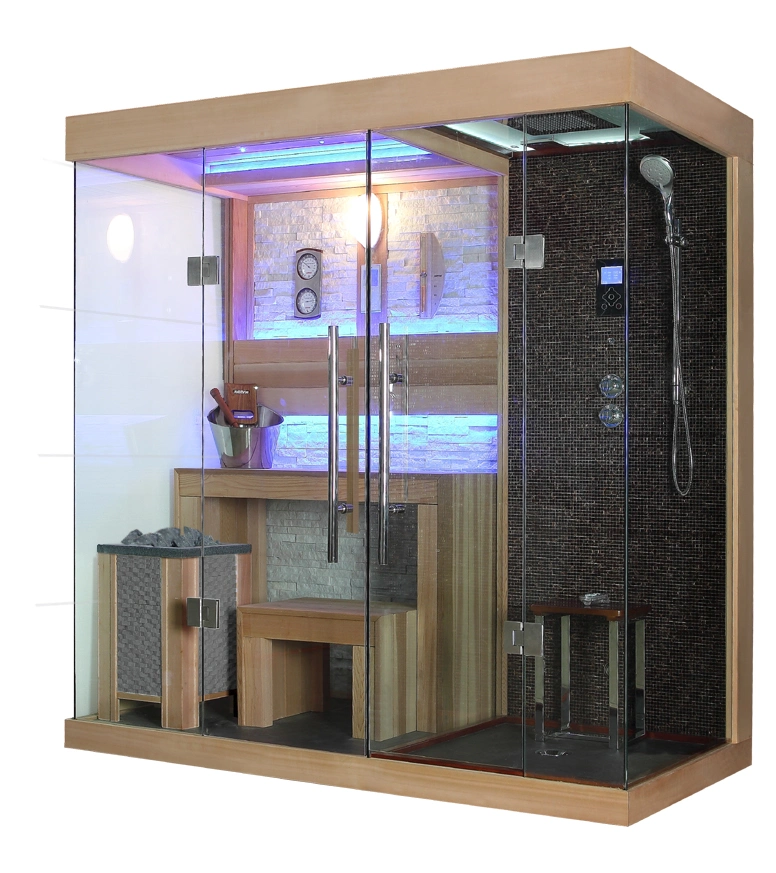 Wooden Dry and Wet Massage Steam Shower Sauna Room