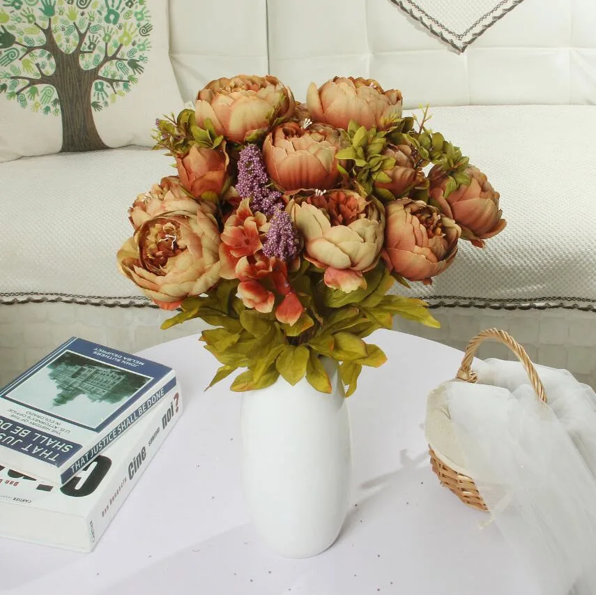 13 European-Style Core-Spun Peony Wedding Home Table Decoration