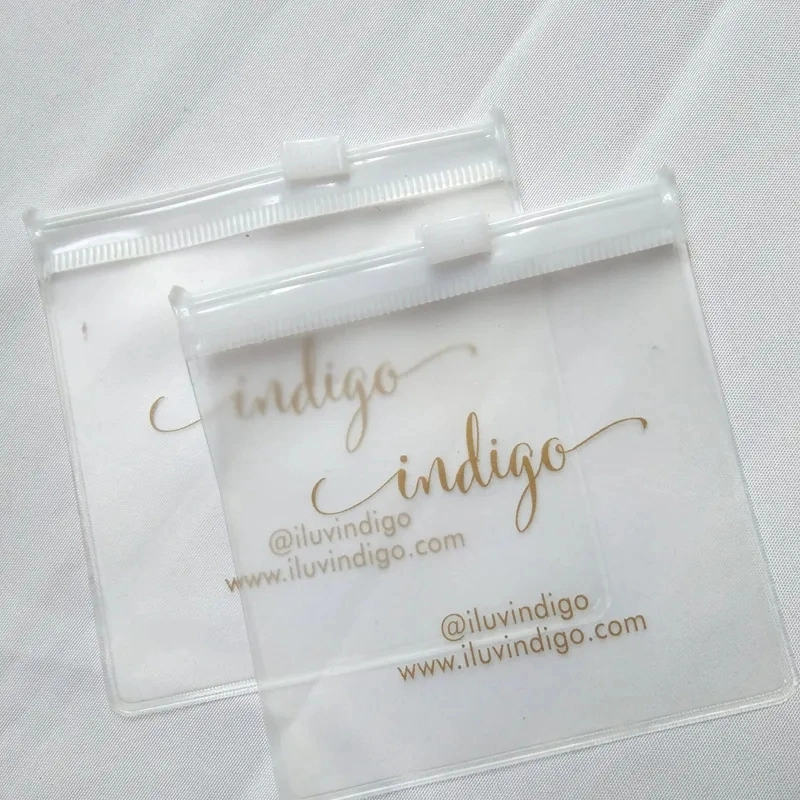 Custom Logo Fashion Jewelry Packaging Bag, Transparent Small Plastic Zip Lock Bag, PVC Clear Mini Zipper Pouch