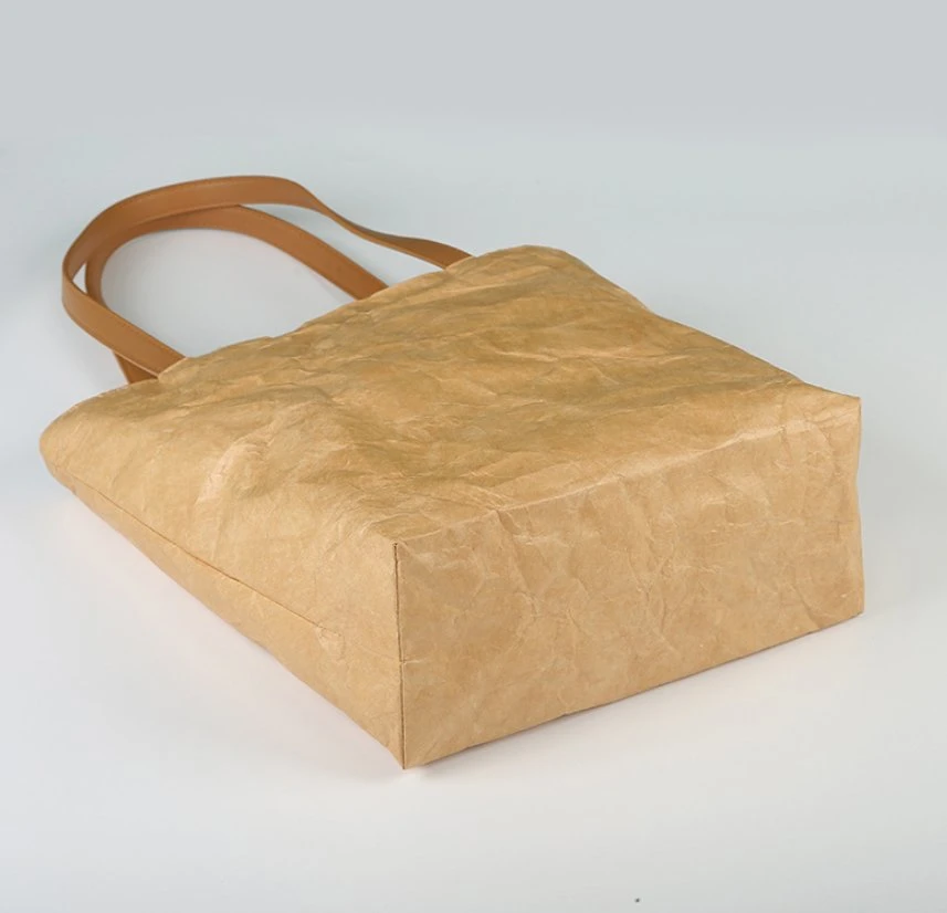 Environmentally Friendly Washable Kraft Paper Rip-Resistant DuPont Paper Tote Bag Shopping Handbag