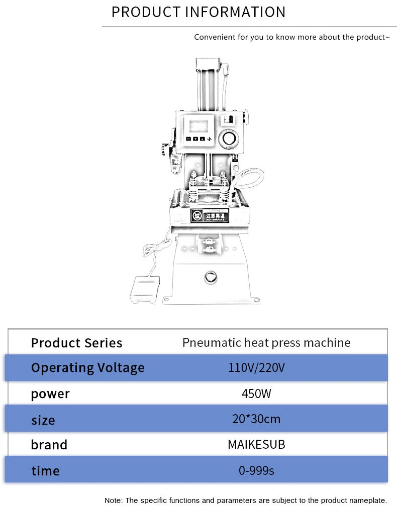 El repujado calor neumática Hot Stamping prensa neumática máquina La máquina de etiquetado de la transferencia de calor 20*30cm.