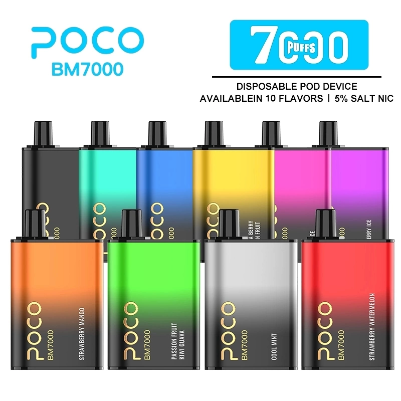 From USA Original 7000 Puffs electronic Cigarette Mesh Coil Poco Bm7000 Disposable/Chargeable Vape Pen Rechargeable 17ml 10 Flavors Device Newest Vapor Pen