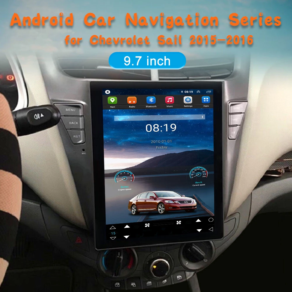 IPS pantalla táctil vertical Android 13 para Chevrolet Sail 2015 2016 8+128GB Soporte de Reproductor de coche inalámbrico CarPlay