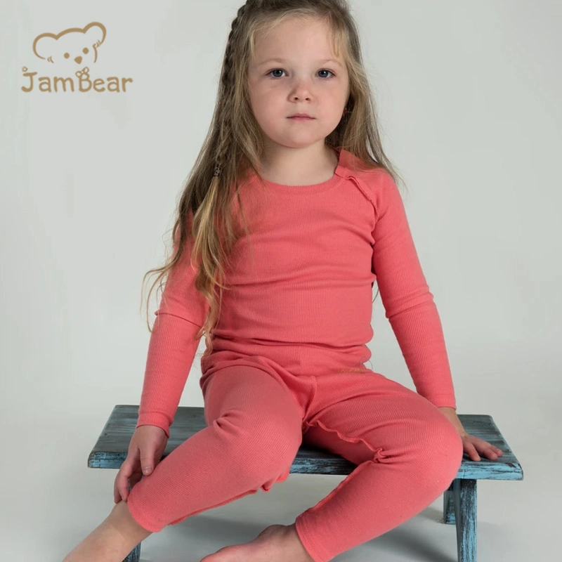 Jambear Organic Kids Baby Pajama Kids Ribbed Baby Pyjamas Eco-Friendly Organic Cotton Childrens Loungewear Toddler Sleepwear