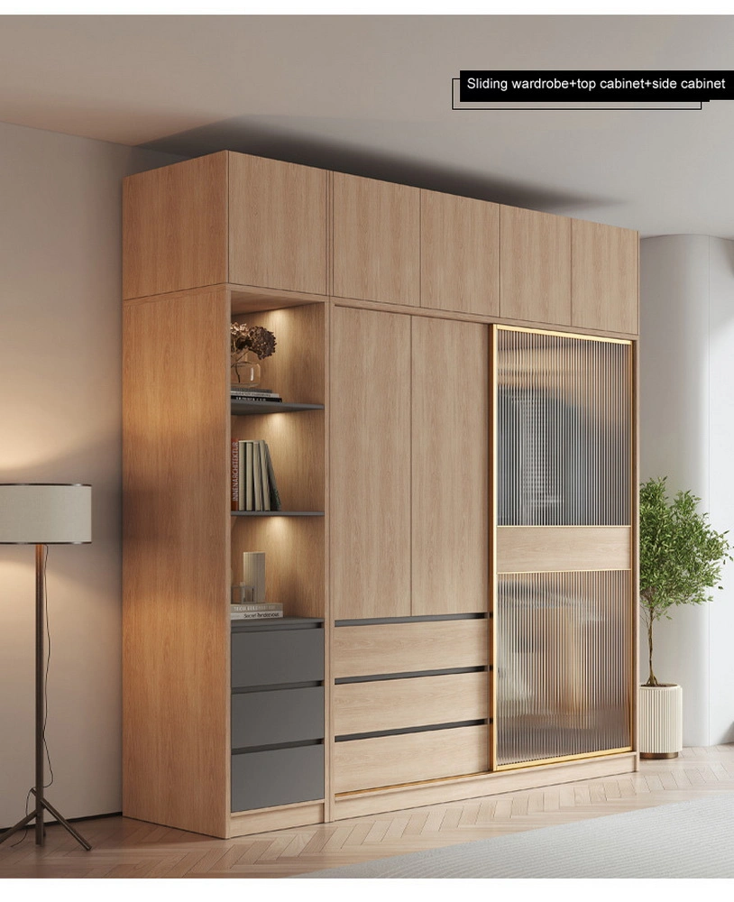 PVC Modern Latest Design Bedroom Furniture Cloth Storage Sliding Door Wardrobe