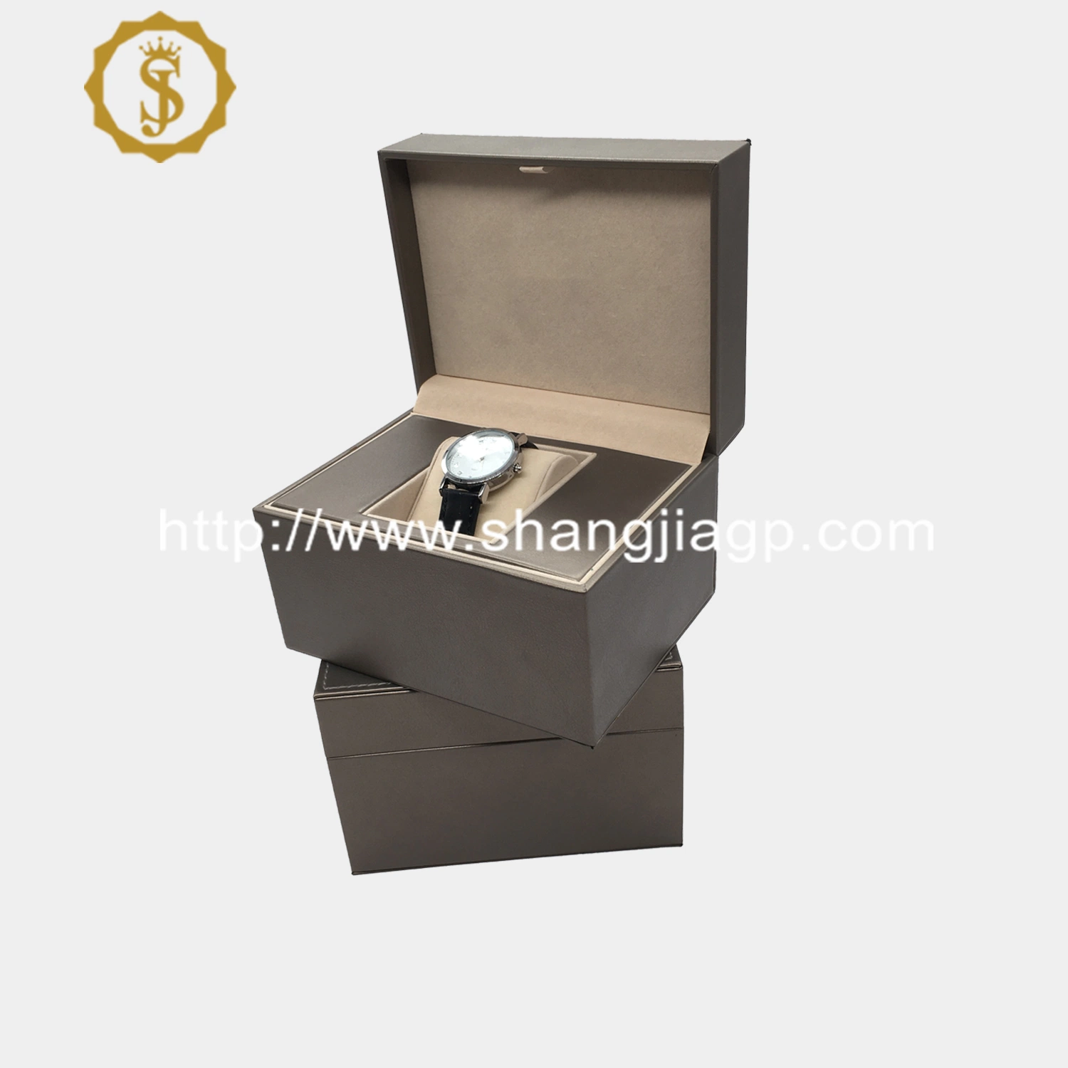 Original Factory Luxury Handmade PU Leather Watch almacenamiento Caja Embalaje de embalaje