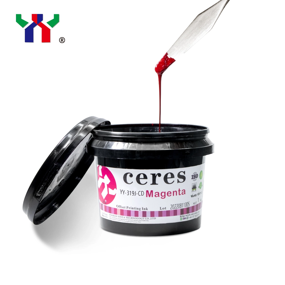 Tinta UV offset Ceres de alta calidad para etiquetas de plástico, alta fuerza adhesiva para tarjetas, color CMYK, 1kg/CAN