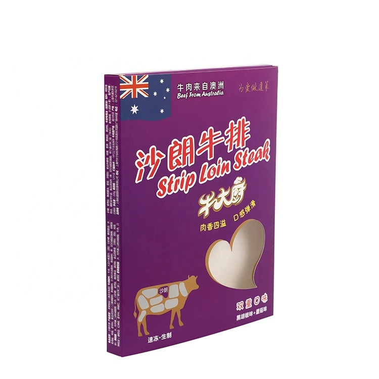 Wholesale/Supplier Logo Printed Folding Cardboard Frozen Steaks Paper Box with Custom Design