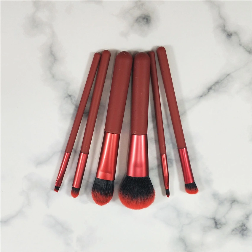 Hochwertige Make-up Pinsel Schönheit Werkzeuge Kunststoff Griff 6PCS Custom Logo Travel Red Make-Up Pinsel Set