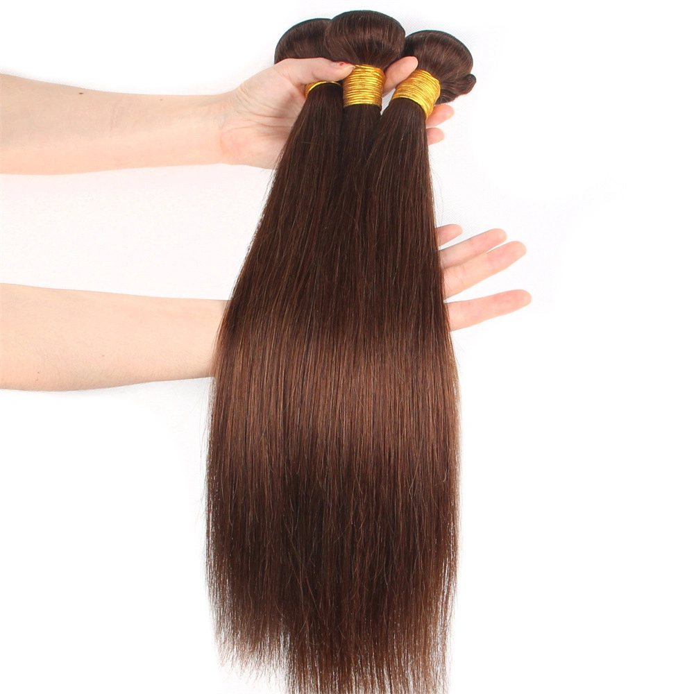 4# Chocolate Brown Straight Human Hair Bundles 10-32inch