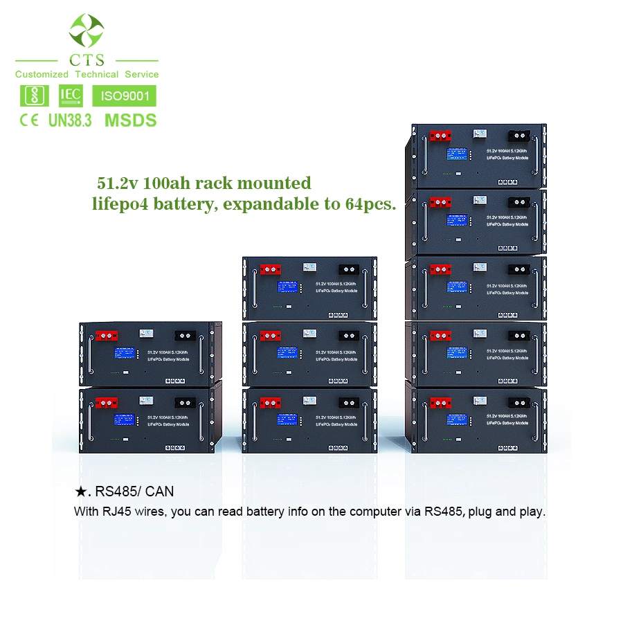 Rechargeable Long Cycle Life 48V 100ah Li-ion Rack Mounted Battery for Ess USP Solar Power Supply