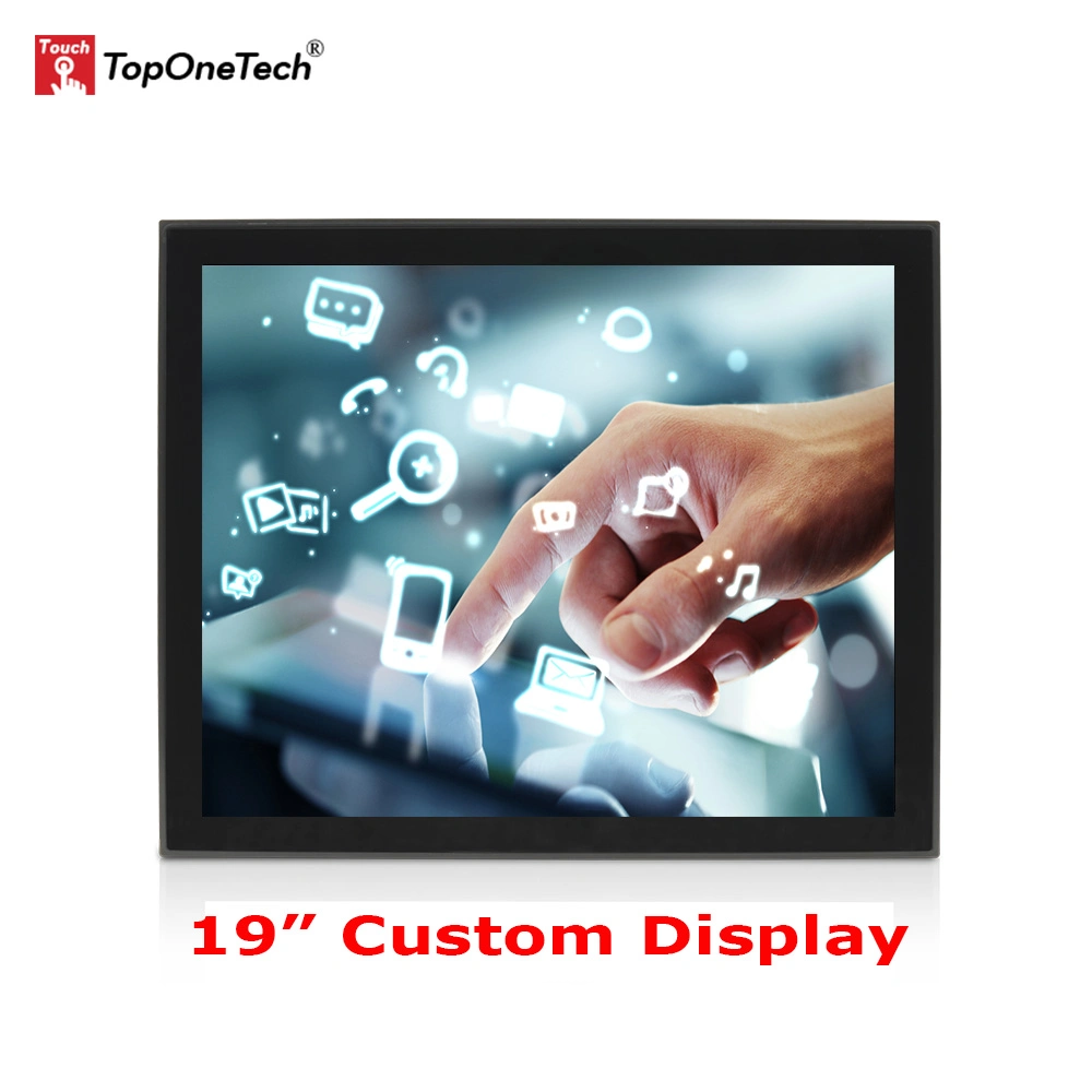 Custom 19 pol. Open Frame Projected Capacitive PCAP 10 Point Ecrã tátil Painel de toque Sensor de película LCD LED Monitor IPS Visor LCD TFT LCD