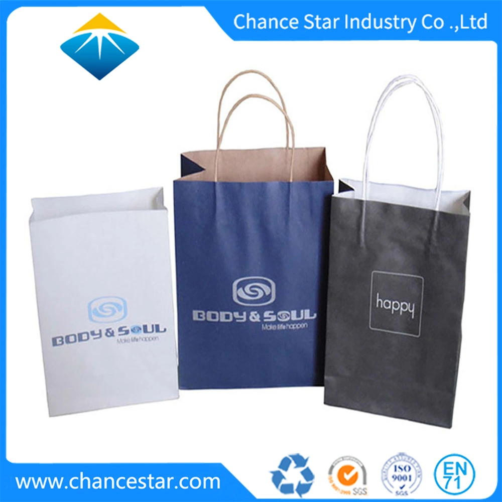 OEM Small Gift Packaging Kraft Paper Bags Custom Print Logo