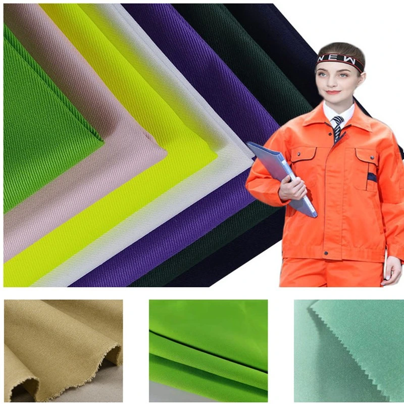 Tissu sergé teint en polyester/coton 80/20 T/C 21 108*58 pour uniforme de travail.