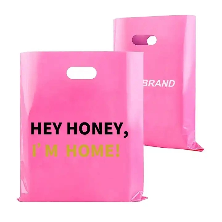 High quality/High cost performance  Cheap Custom Logo Printed Handle Cute Plastic Shopping Bag Reusable Clothes Bag