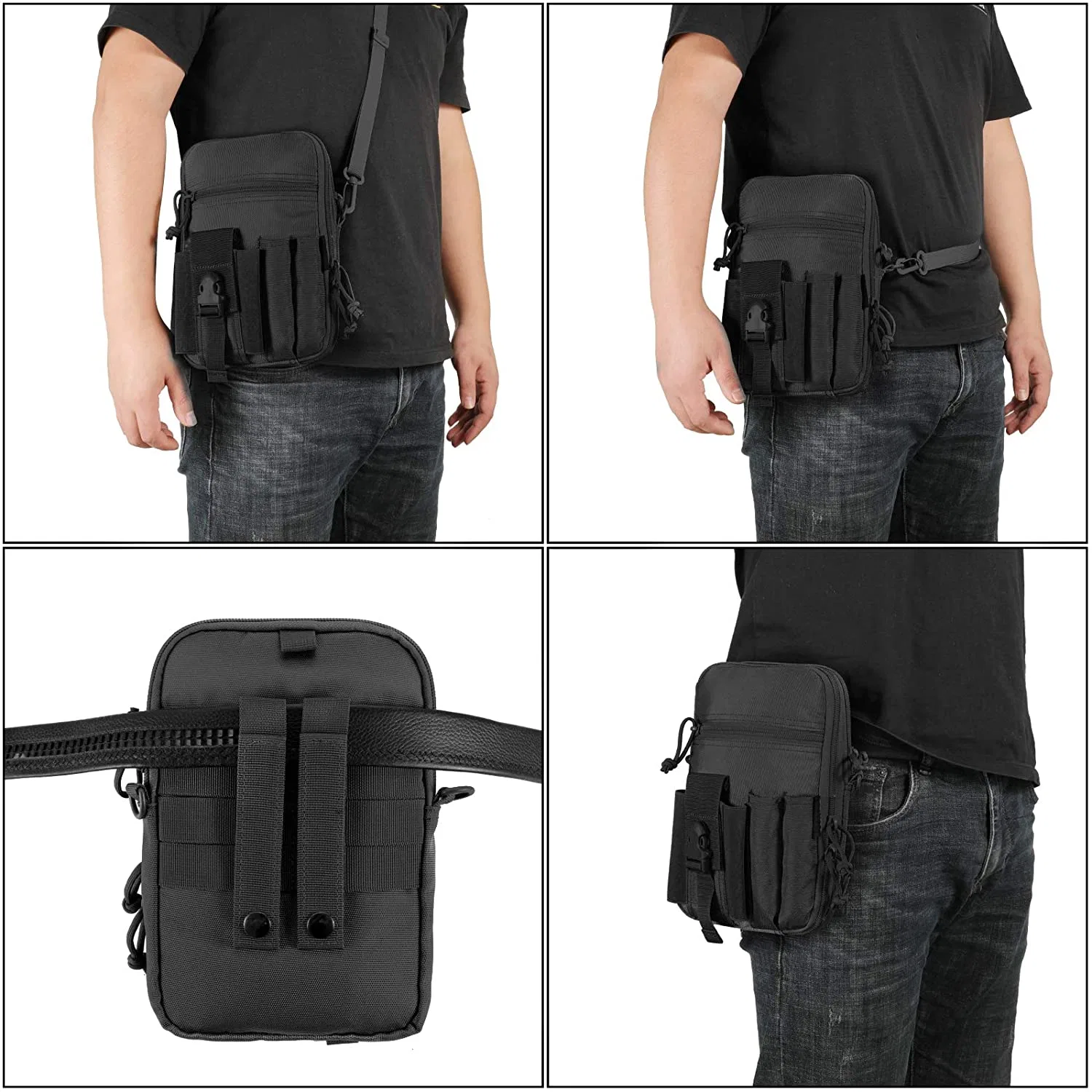 Concealed Pouch Multipurpose Carry Shooting Type Gun Bag Waist Molle Bag Fanny Pack Bag with Hunting Holster in 9 Inch Length and Phone Belt Clip Holder Bag