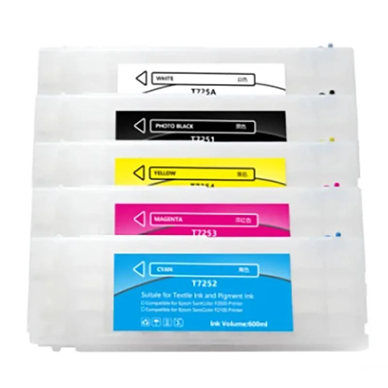 Ocbestjet 600ml/PC T7251-T7254 T725A Empty Refillable Ink Cartridge for Epson F2000 Printer