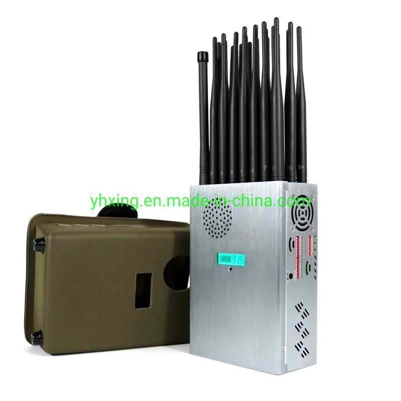 Últimas 24 canales Portátil bloqueador de la señal de teléfono móvil GSM CDMA 2G 3G 4G 5g el GPS L1- L5 WiFi Lojack VHF UHF 315 433 868 con cubierta de nylon Jammer señal