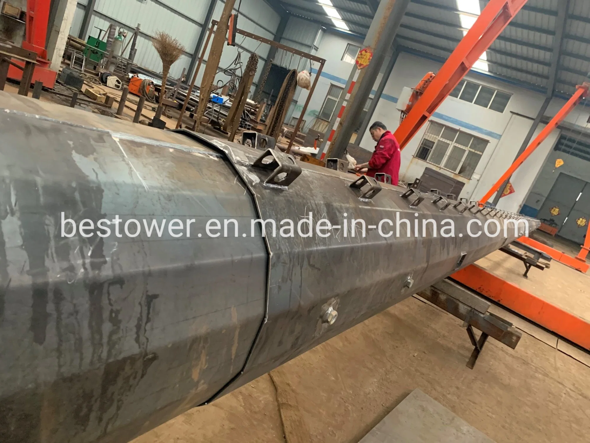 Prefab Galvanized Tubular Steel Structure Monopole Transmission Tower