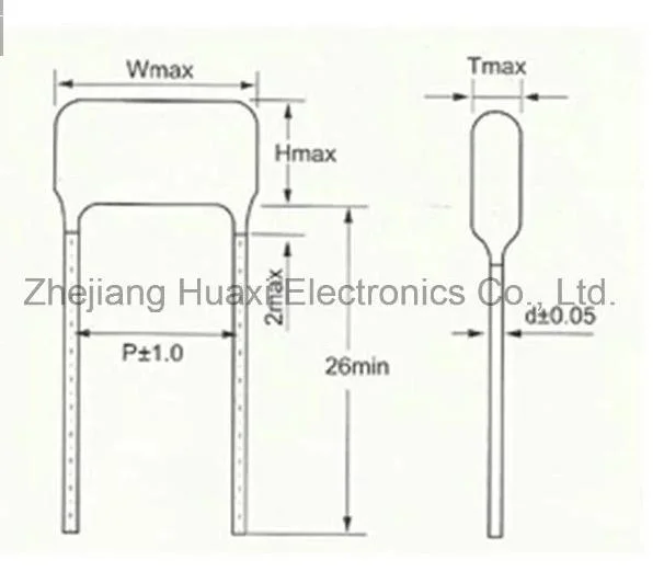 Cbb22 Metallized Polypropylene Film Capacitor 104j/630V/P15