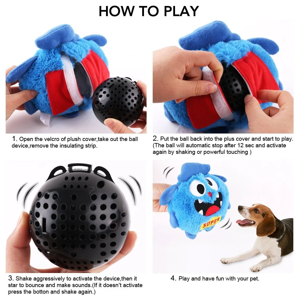 Automatische Elektronische Shake Verrückt Bouncer Hund Spielzeug Plüsch Ball Spielzeug