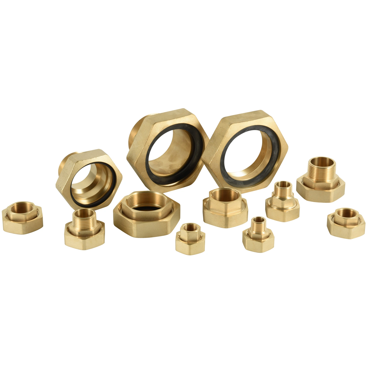 Hexagonal Reduction Brass Fittings Male X Female Nickel Plated