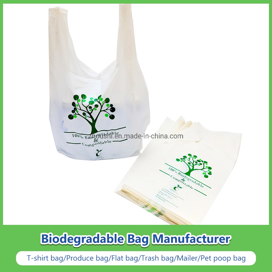 PLA+Pbat/Pbat+la fécula de maíz hecho bolsas biodegradables caca de perro de mascota/sobre un rodillo/T-Shirt/mano/Compras/supermercado/basura/PE Mailer/comida/sobres bolsas fábrica con la FDA